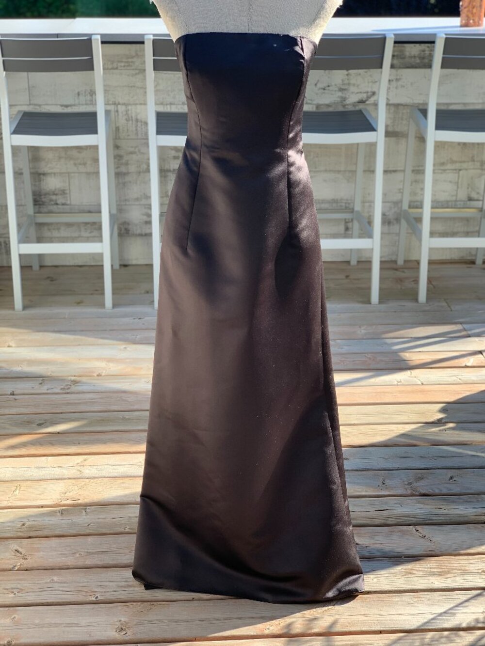 Vintage 90s Strapless Sweep Train Gown Black Formal Evening Maxi Dress Handsewn